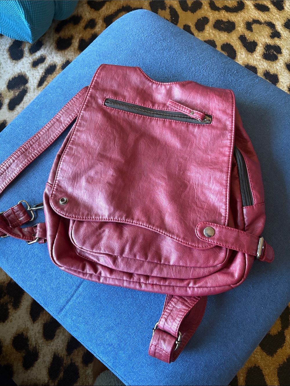 WILSONS LEATHER  supple red leather backpack/ satchel/ purse